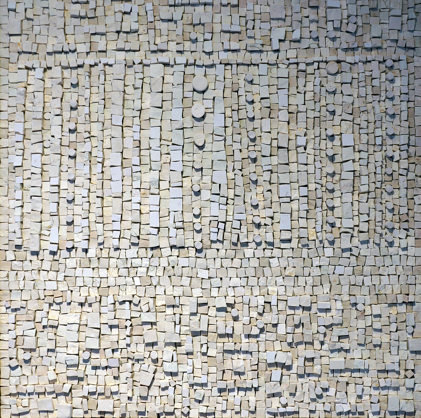 Dettaglio del campione Meandro in bianco, collezione Acromie